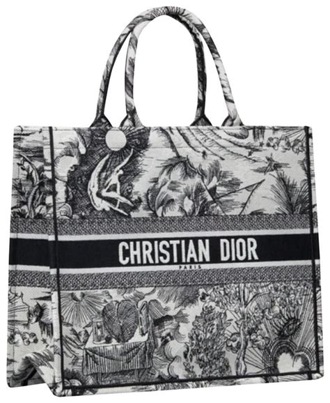 black and white dior tote|christian dior cloth tote bag.